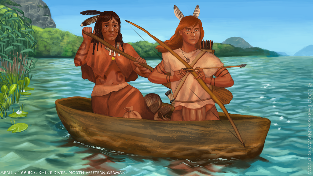 Neolithic people on a boat